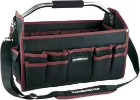 16 In Tool Carrier, Open Top Tool Tote 30 Pockets, Waterproof Tool Bag For Men, Foldable Wide Mouth Electricians Tool Bag, With Stainless Steel Handle and Removable Shoulder Strap