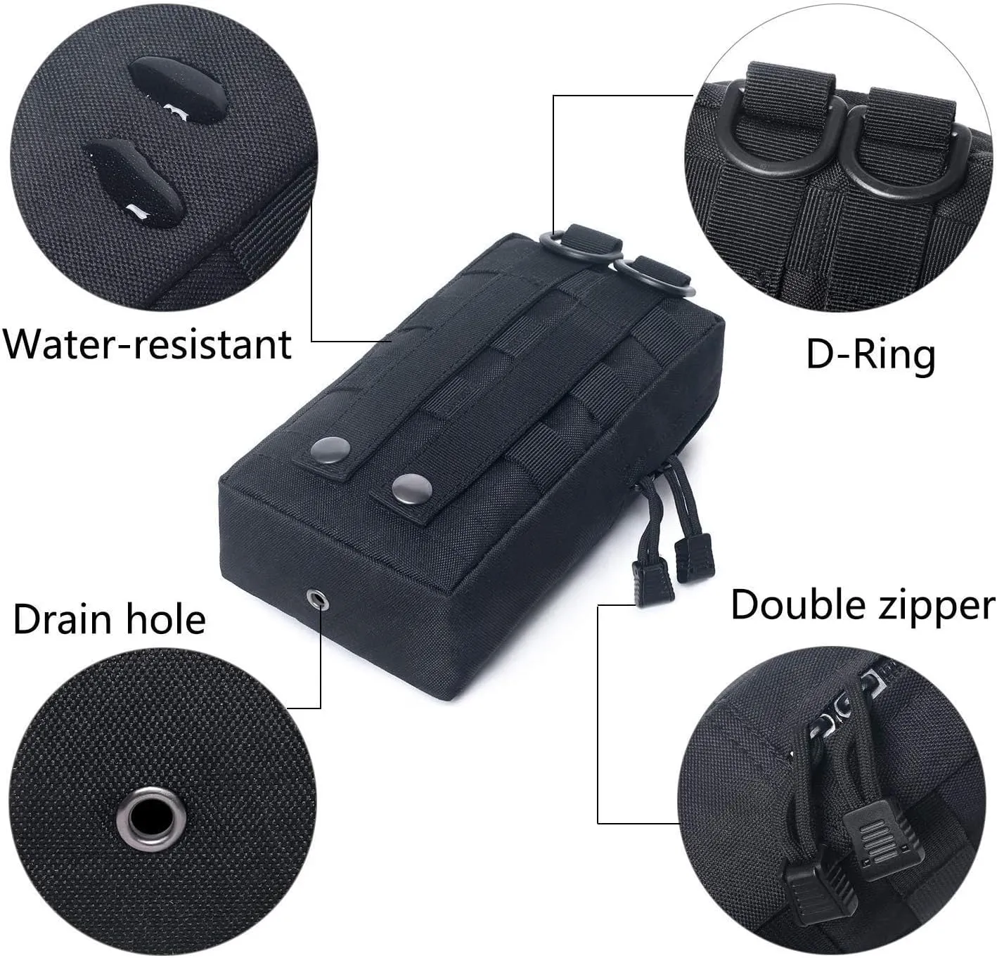 2 Pack Tactical Molle Pouches, Molle Utility Pouch, Small Tactical Bag, Belt Pouch, Compact Water-Resistant EDC Pouch with 2 Carabiners
