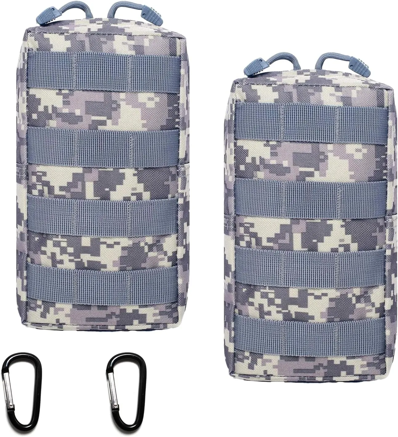 2 Pack Tactical Molle Pouches, Molle Utility Pouch, Small Tactical Bag, Belt Pouch, Compact Water-Resistant EDC Pouch with 2 Carabiners