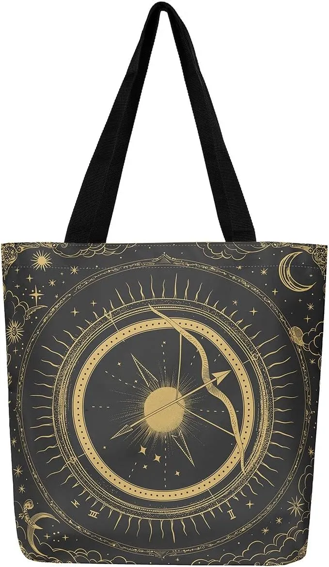 Aries Cancer Taurus Canvas Bag 12 Horoscope Astrology Canvas Tote Bag Constellation Theme Reusable Grocery