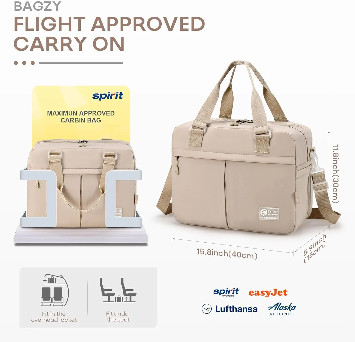 BAGZY Weekender Bags for Women Expandable 20L to 30L Lightweight Personal Item Travel Bag with Wet Pocket Gym Travel Duffel Bag Men for Overnight Hospital Carry on Bags for Airplanes Camel