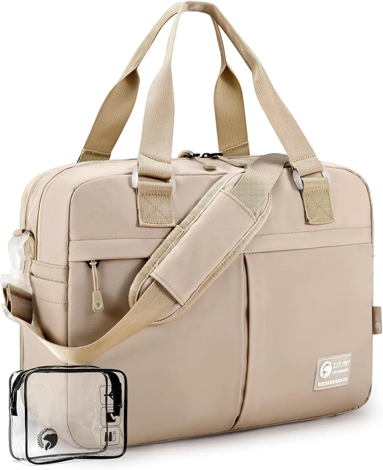 BAGZY Weekender Bags for Women Expandable 20L to 30L Lightweight Personal Item Travel Bag with Wet Pocket Gym Travel Duffel Bag Men for Overnight Hospital Carry on Bags for Airplanes Camel