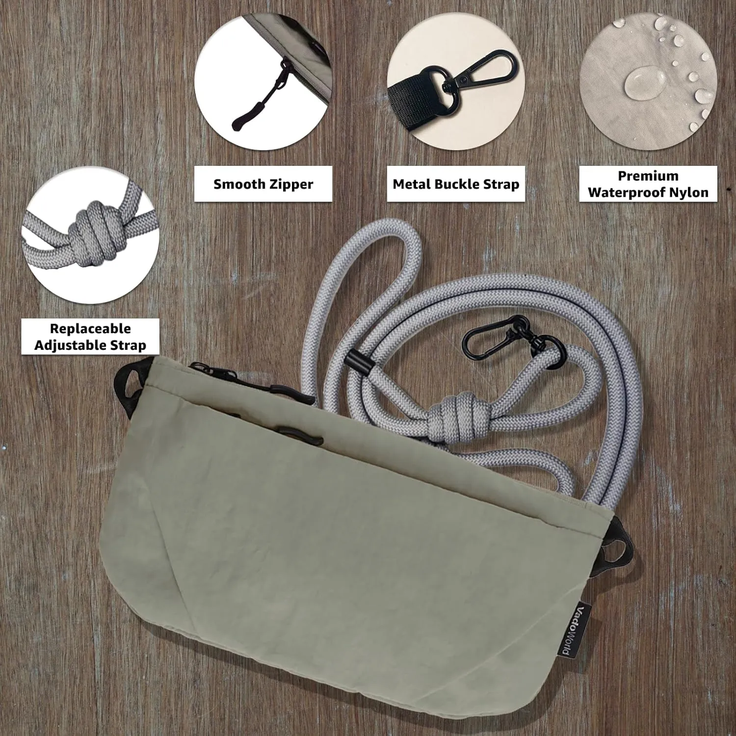 Crossbody Bag, Lightweight Sacoche Phone Bag, Portable Sling Bag with Adjustable Strap and Multi-Pockets for Travel