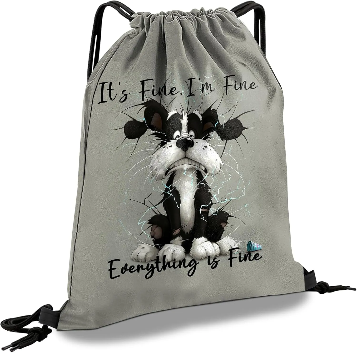 Drawstring Backpack Draw String Sports Bags for Gym Travel Beach Waterproof Cute Sackpack Men Women Aesthetic (13"17")-Dog