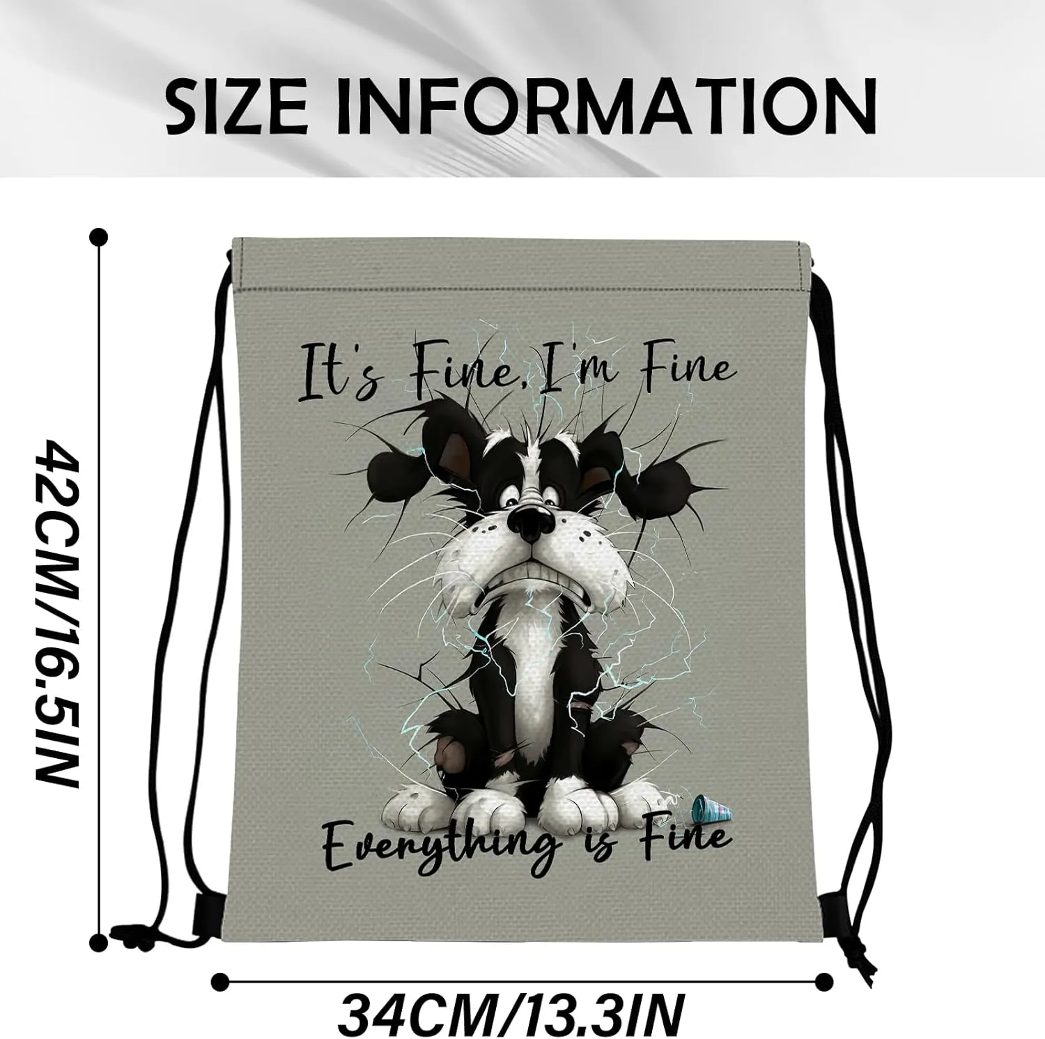 Drawstring Backpack Draw String Sports Bags for Gym Travel Beach Waterproof Cute Sackpack Men Women Aesthetic (13"17")-Dog