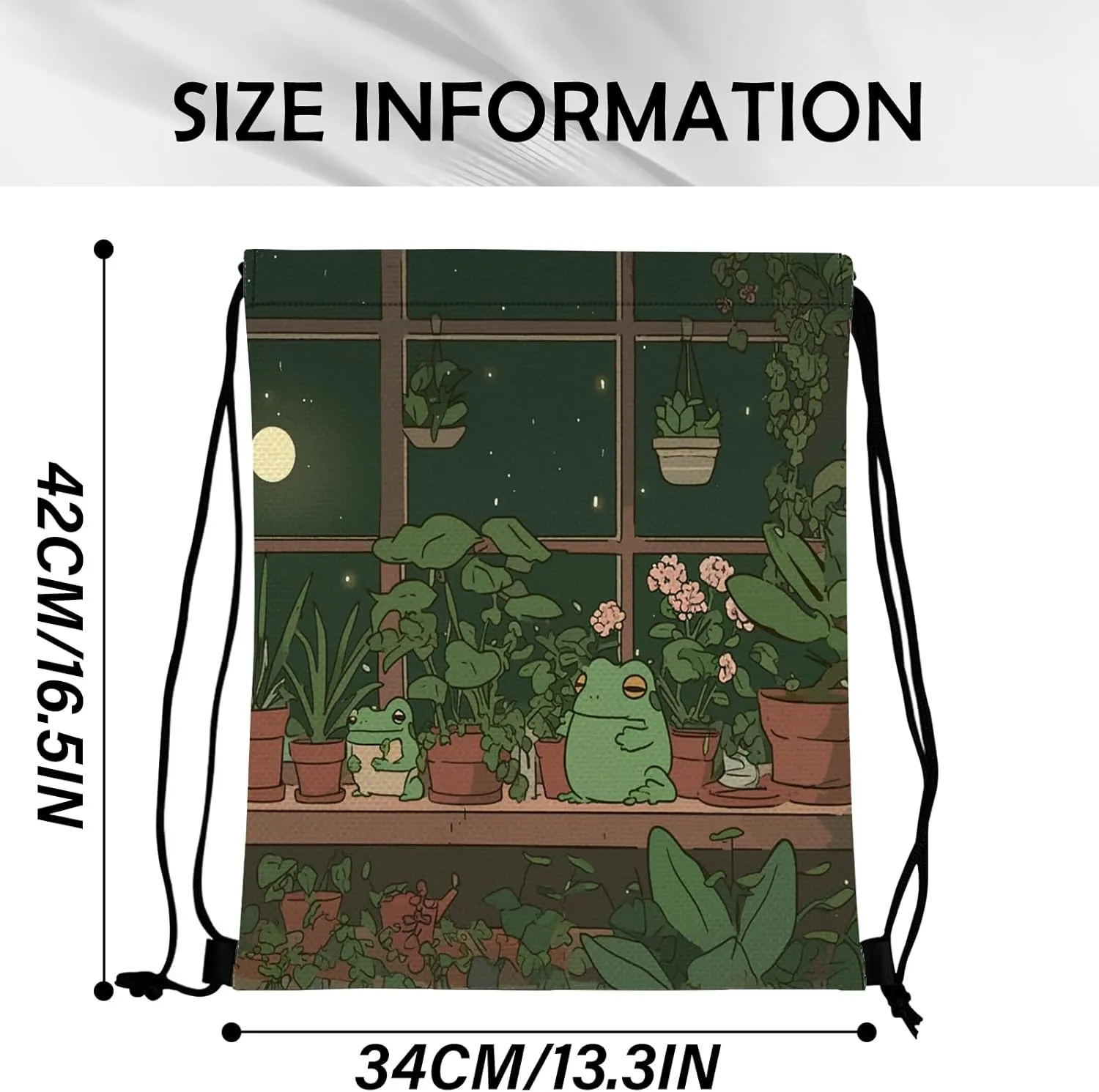 Drawstring Backpack Draw String Sports Bags for Gym Travel Beach Waterproof Cute Sackpack Men Women Aesthetic (13"17")-Frog