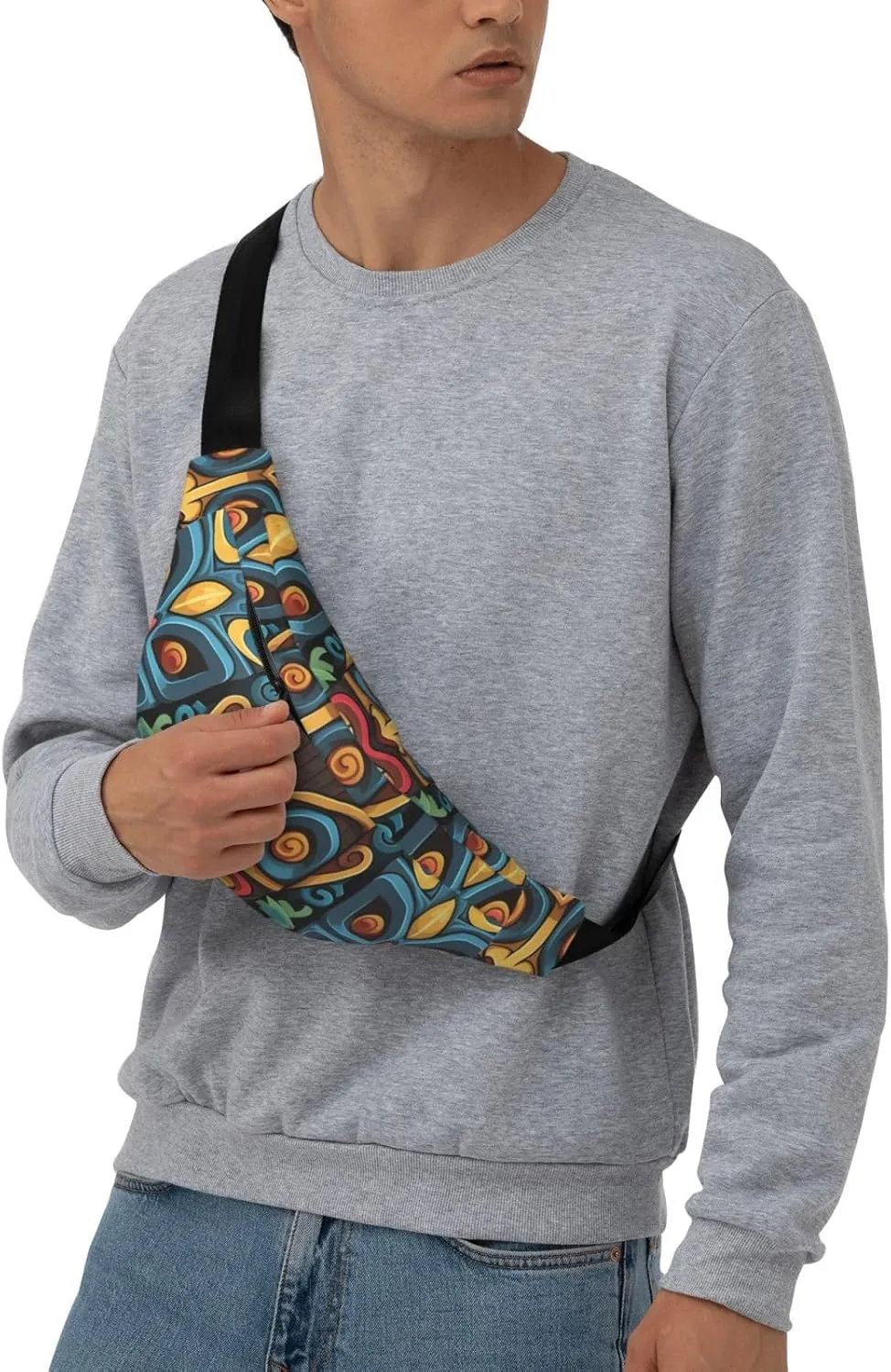 Fanny Pack Belt Bag for Women Men Waterproof Waist Pack Cool Steampunk Gears Waist Bag with Adjustable Strap, Colorful Tiki Mask Pattern, One Size