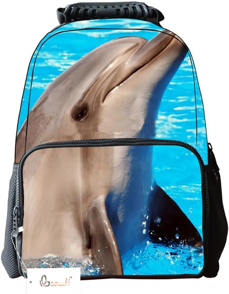 Ibeauti Unisex School Backpack, Large Capacity 3D Vivid Animal Face Print Backpack