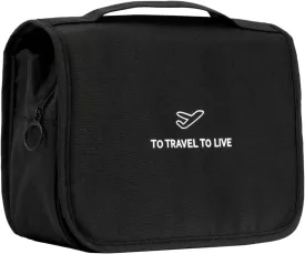 L & FY Portable Toiletry Bag For Men Women, Cosmetic Makeup Organizer Small Shaving Travel Bag,Dopp Kits For Toiletries, Travel Size Essentials(Canvas Black)