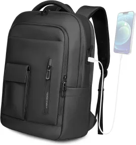 Laptop Backpack for Men Business Backpack 16 inch Computer Bag with USB Charging Port Water Resistant Travel backpack Daypack Casual Laptop Bag for Men Women Work College Weekender, Black