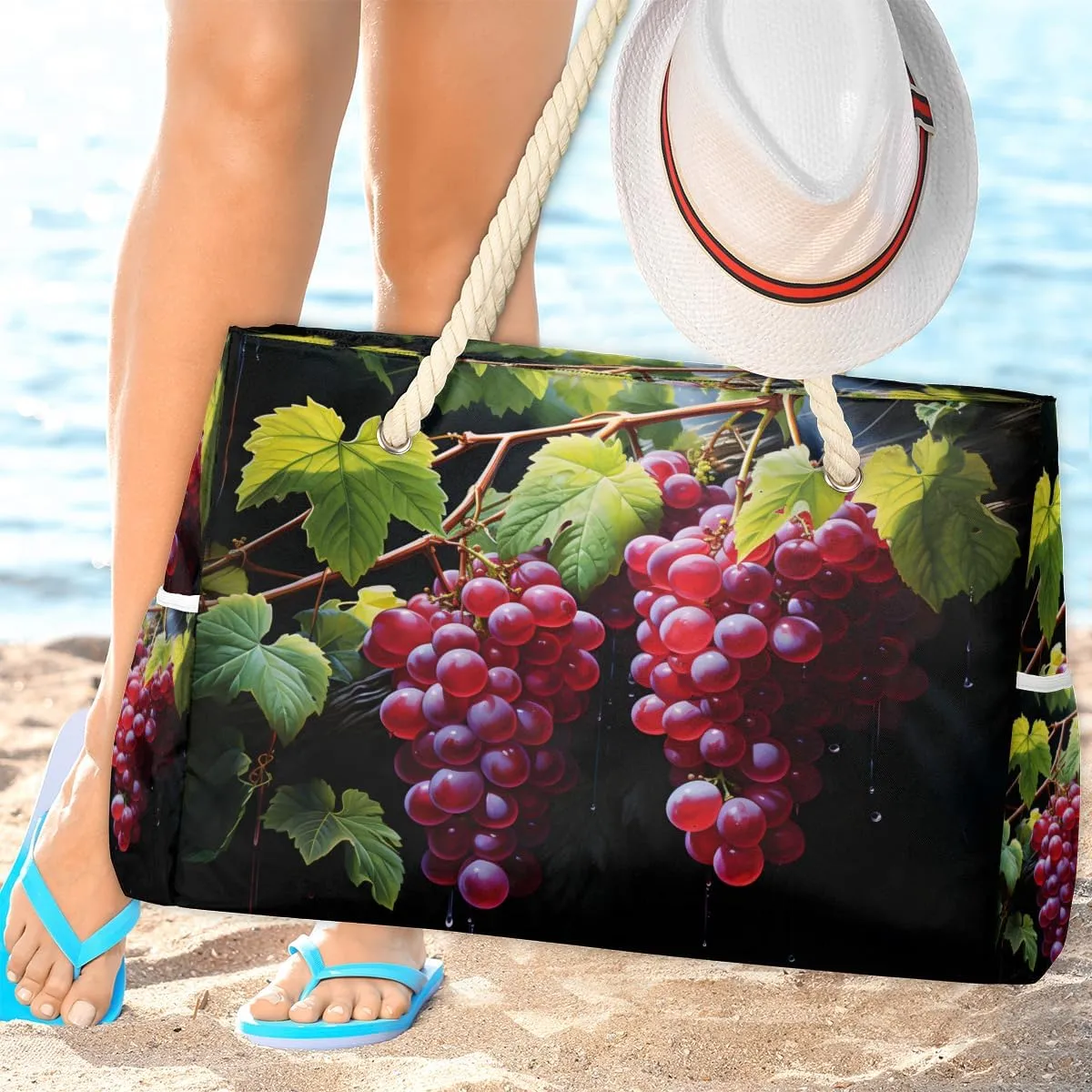 Large Tote Beach Bags for Women with Zipper Waterproof Sandproof Swim Pool Grocery Gym Travel Bag