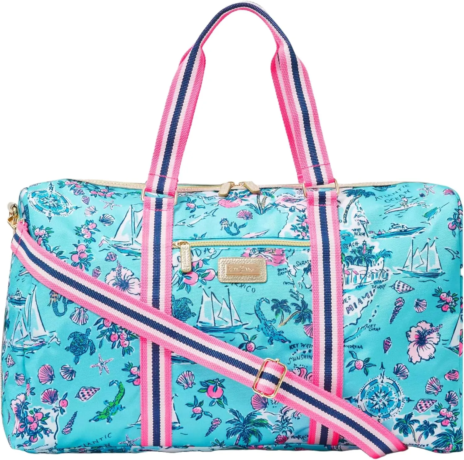 Lilly Pulitzer Womens Overnight Bag in Amalfi Blue Lilly's Road Trip