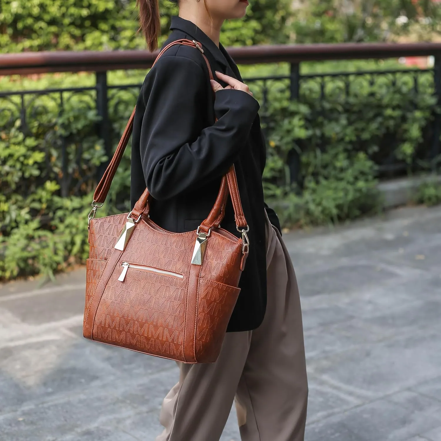 MKF Collection Tote Satchel Handbag for Women: PU Leather Shoulder Bag  Top-Handle Purse, Ladies Pocketbook By Mia K