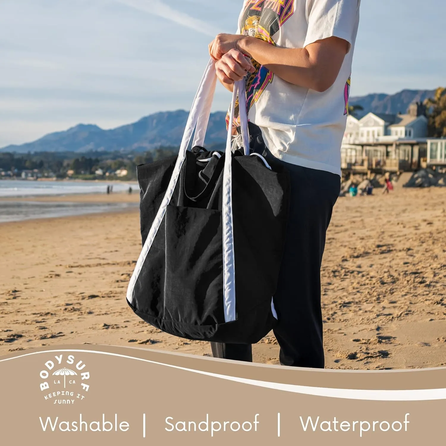 Packable Beach Bag Waterproof Sandproof - Lightweight & Foldable Travel Tote for Summer, Pool, Boat, Vacation, Gym