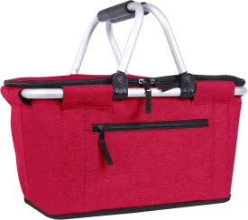 Picnic Basket, SIYUAN 27L Collapsible Insulated Farmers Market Basket for Shopping Traveling Large Grocery Tote Bag with Handles Red
