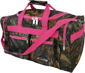 "E-Z Roll" 20 Inch Tree Camouflage Duffle Bag/Outdoor/Sports/Gym/Travel Bag in 5 Colors (Pink Trim)