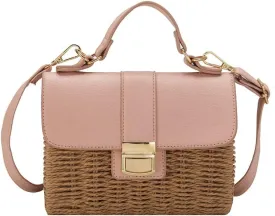 Small Straw Crossbody Bags for Women, Rattan Woven Top Handle Handbag Summer Beach Envelope Purse Shoulder Bag