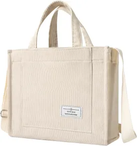 Tote Bag for Women, Small Casual Fashion Corduroy Shoulder Bag, for Work Travel Crossbody Bag Handbag with Pocket