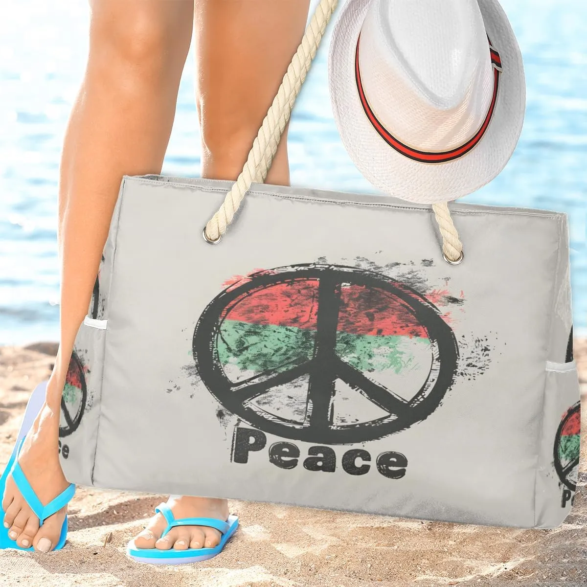 Tote Beach Bag for Women Large Zipper Beach Bags Waterproof Sandproof Gym Swim Pool Travel Bag