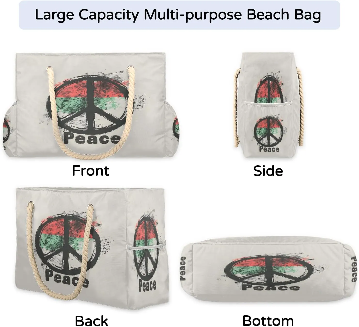Tote Beach Bag for Women Large Zipper Beach Bags Waterproof Sandproof Gym Swim Pool Travel Bag