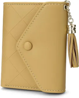 YALUXE Small Wallets for Women Vegan Leather Billfold Mini Coin Purse Card Holder Envelope Style Checkered Embossings