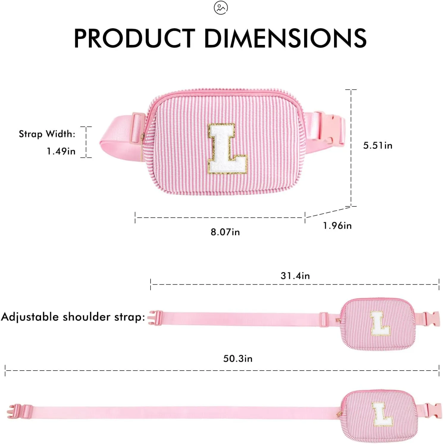 YOOLIFE Initial Crossbody Bag Belt Bag | Fanny Pack Birthday Gifts for Daughter Sister Friends | Gifts for Girls Teen Girls | Personalized Gifts for Women | Belt Bag Fanny Pack for Girls Pink C