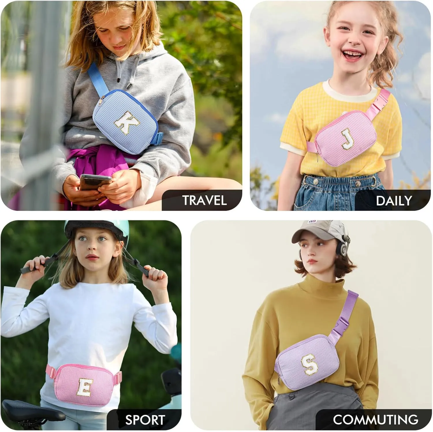 YOOLIFE Initial Crossbody Bag Belt Bag | Fanny Pack Birthday Gifts for Daughter Sister Friends | Gifts for Girls Teen Girls | Personalized Gifts for Women | Belt Bag Fanny Pack for Girls Pink C