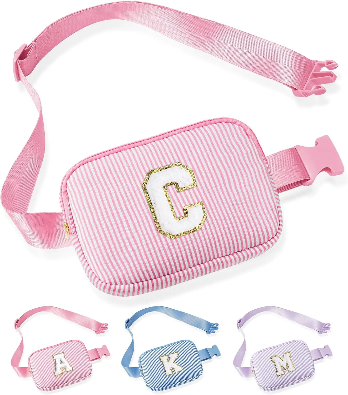 YOOLIFE Initial Crossbody Bag Belt Bag | Fanny Pack Birthday Gifts for Daughter Sister Friends | Gifts for Girls Teen Girls | Personalized Gifts for Women | Belt Bag Fanny Pack for Girls Pink C