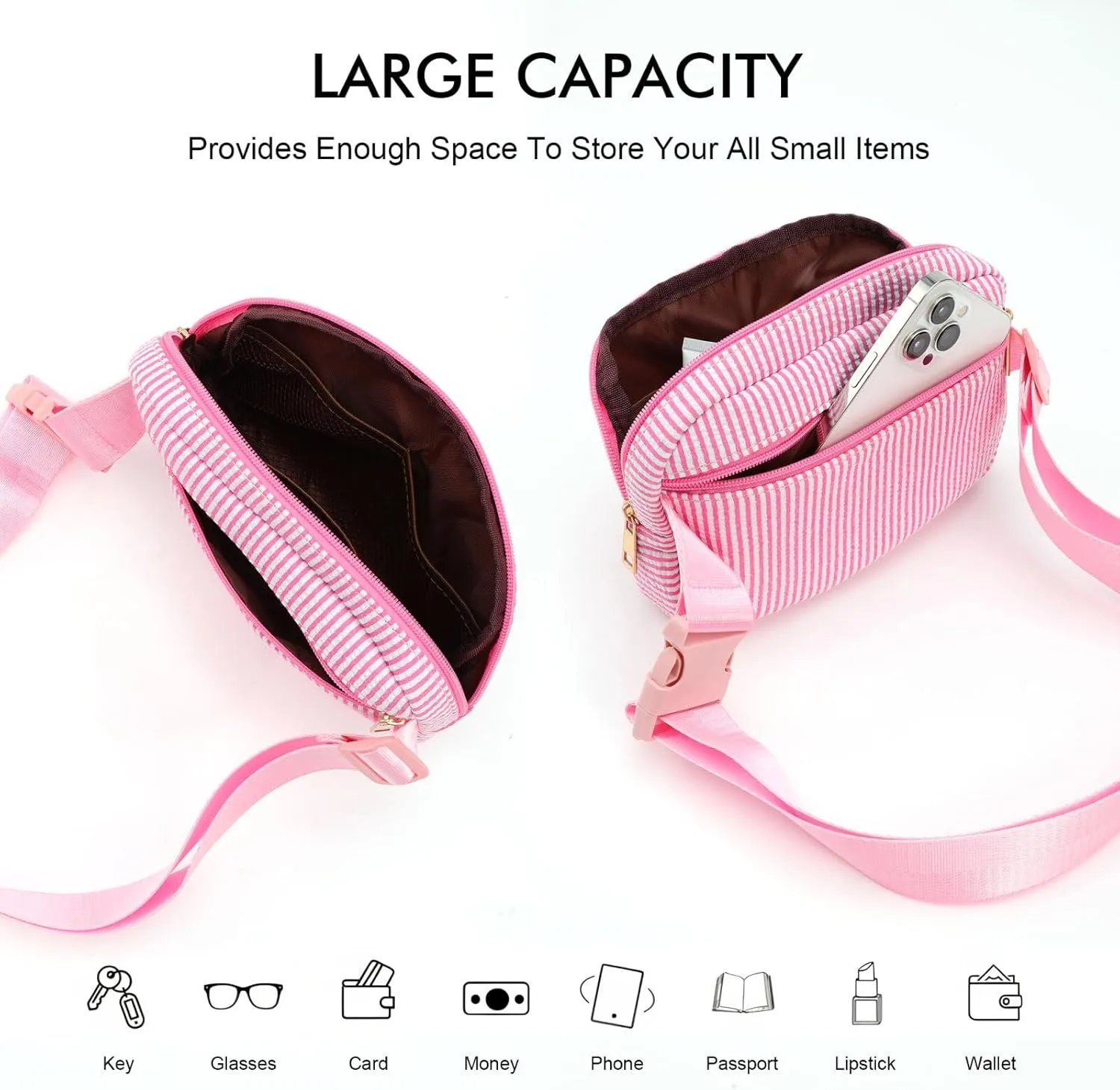 YOOLIFE Initial Crossbody Bag Belt Bag | Fanny Pack Birthday Gifts for Daughter Sister Friends | Gifts for Girls Teen Girls | Personalized Gifts for Women | Belt Bag Fanny Pack for Girls Pink C