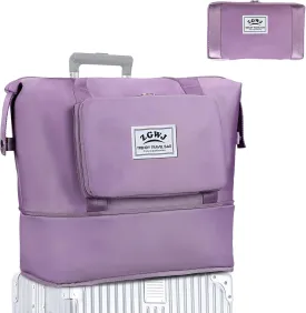 ZGWJ Travel Tote Bags, Expandable Overnight Weekender Bag for Women Foldable Carry-On