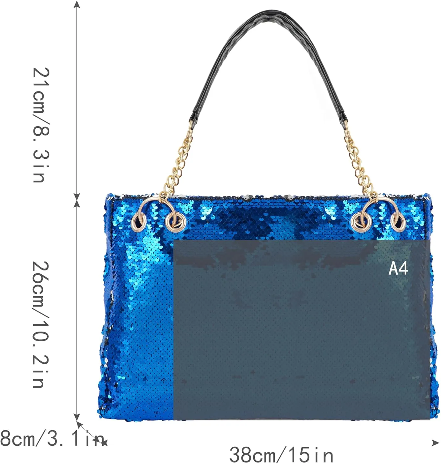 ZLM BAG US Women's Glitter Sequins Shoulder Tote Big Capacity Shimmer Shopping Bag Sparkling Handbag Purse